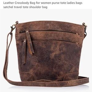 Vegan distressed leather crossbody bag